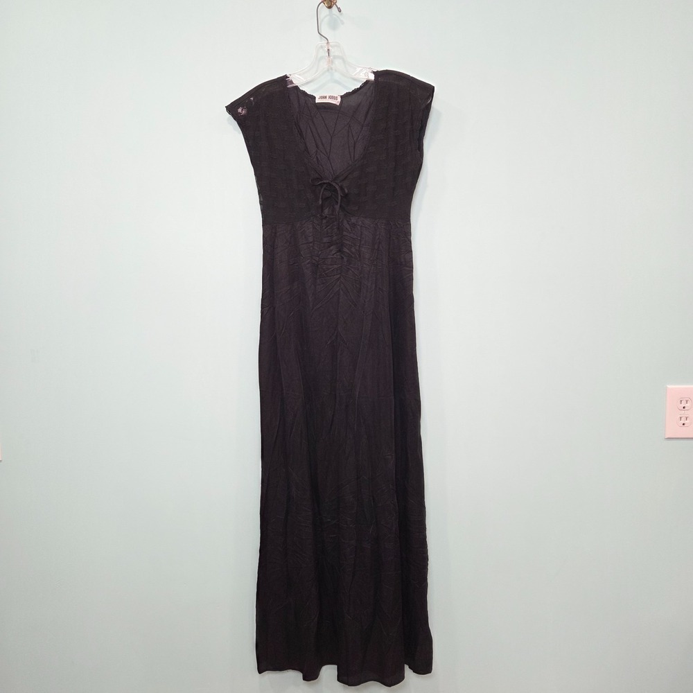 John Kloss For Beau Monde Lingerie Black Sheer Top Lace Nightgown Size M Vintage